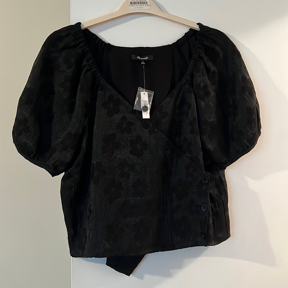 Madewell black floral top, Brand New!